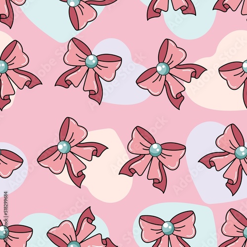Cute bow ribbon pastel girly doodle pattern
