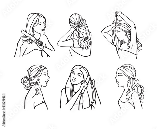 Girl hair set. girl doing her hair