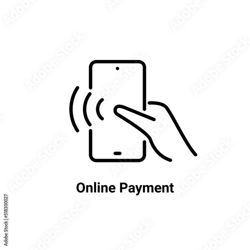 Online mobile payment icon. Digital phone pay electronic currency smartphone transaction line icon.