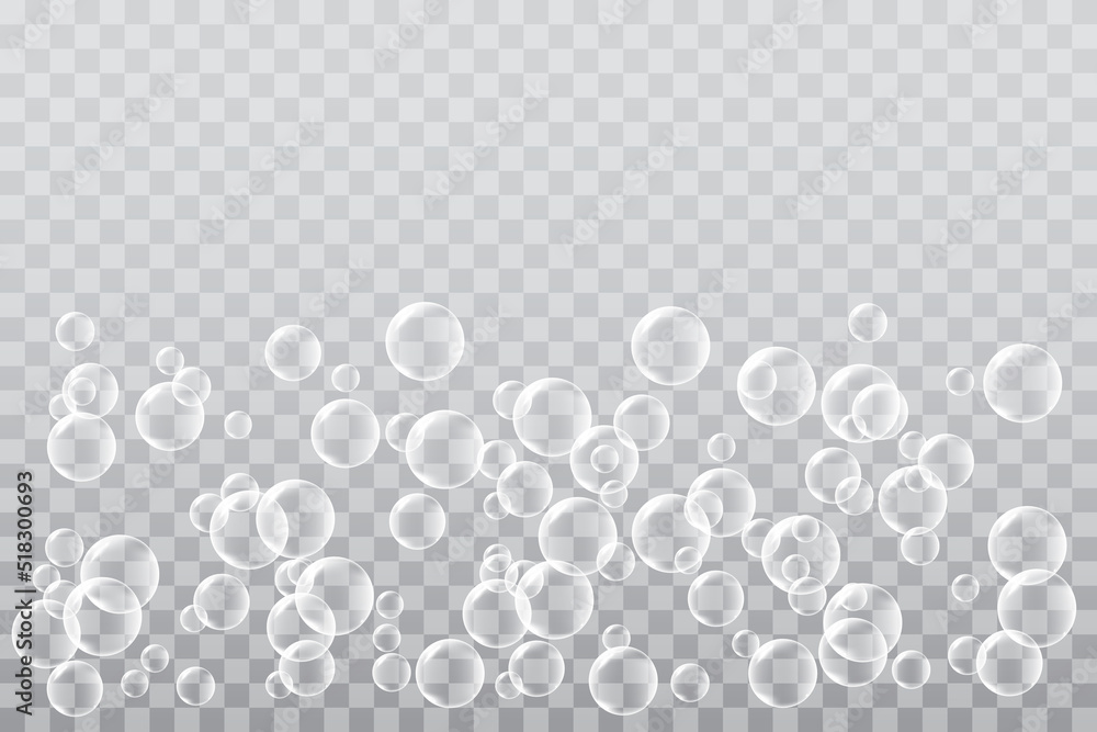 Water Bubble Pattern On Transparent Background. Vector Illustration