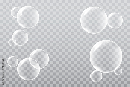 Water Bubble Pattern On Transparent Background. Vector Illustration