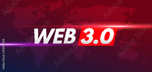 Web 3 world technology digital background. Web3 planet future internet new version blockchain metaverse.