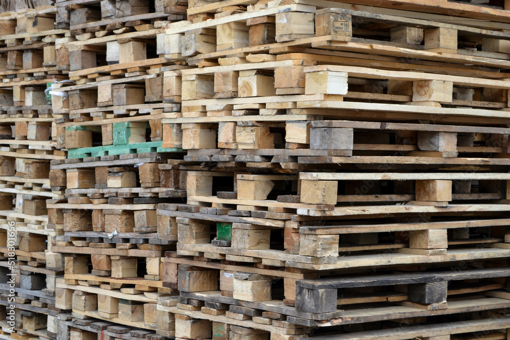 old Wooden pallets stack for recycling background old Wooden pallets stack for recycling background