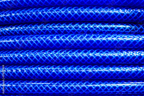 close up of  clear blue rope hose background
