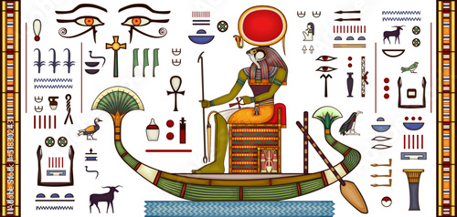 Egyptian hieroglyph and symbolAncient culture sing and symbol. photo