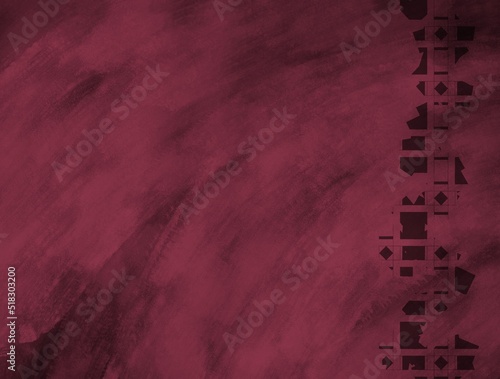 Horizontal illustration with copyspace, grungy red background with black ornaments on the left side and space for text © dunya8