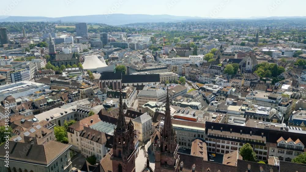 City of Basel in Switzerland from above - aerial view City of Basel in Switzerland from above - aerial view