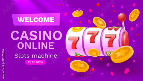 Casino slots winner, fortune of luck, 777 win banner. Vector