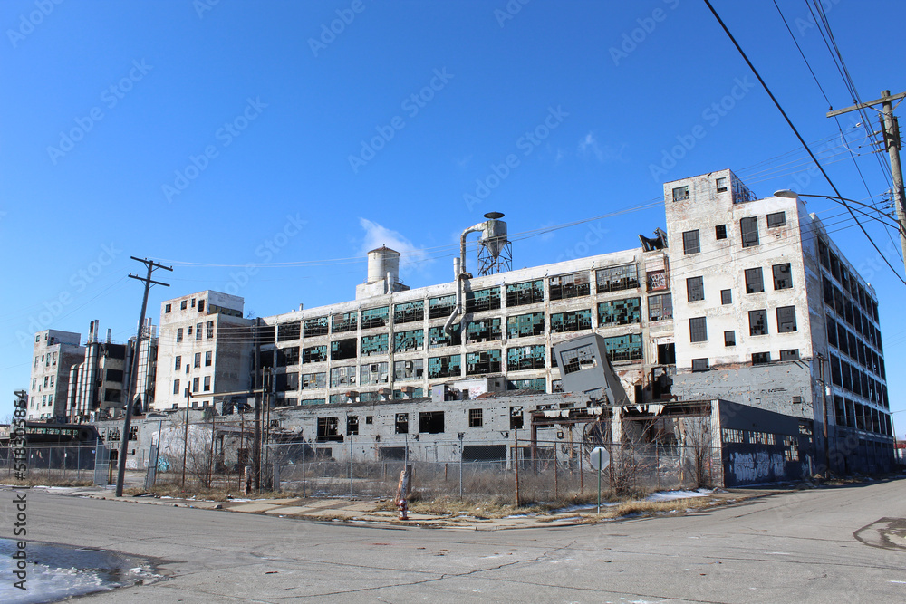 Abandoned factory in the Milwaukee Junction neighborhood in Detroit,