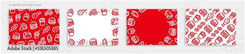 Fast food icon pattern background for graphic design.A-size horizontal vector template set.
