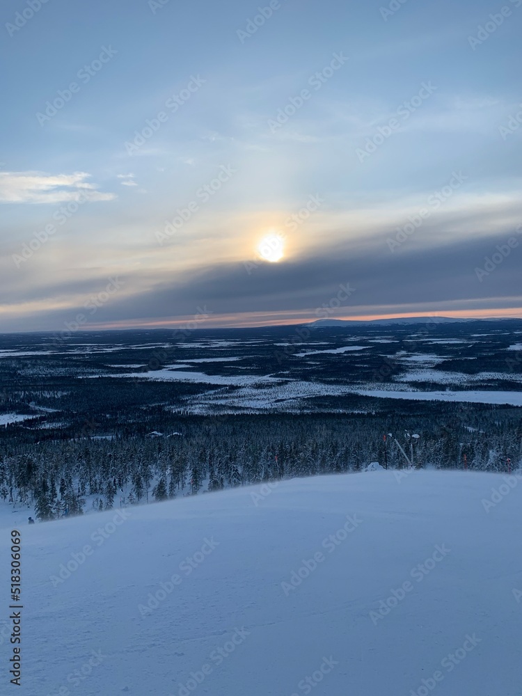 sunset in winter in finland