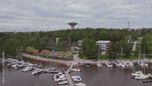 Aerial view of the Haukilahti marina in Espoo on a summer day, Finland. photo