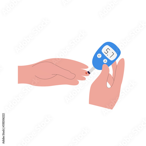 Blood sugar measurement, glucometer medical device.