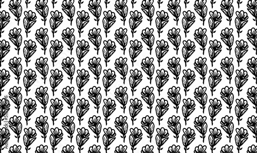 Floral Blossom Black White Pattern Vector Wallpaper
