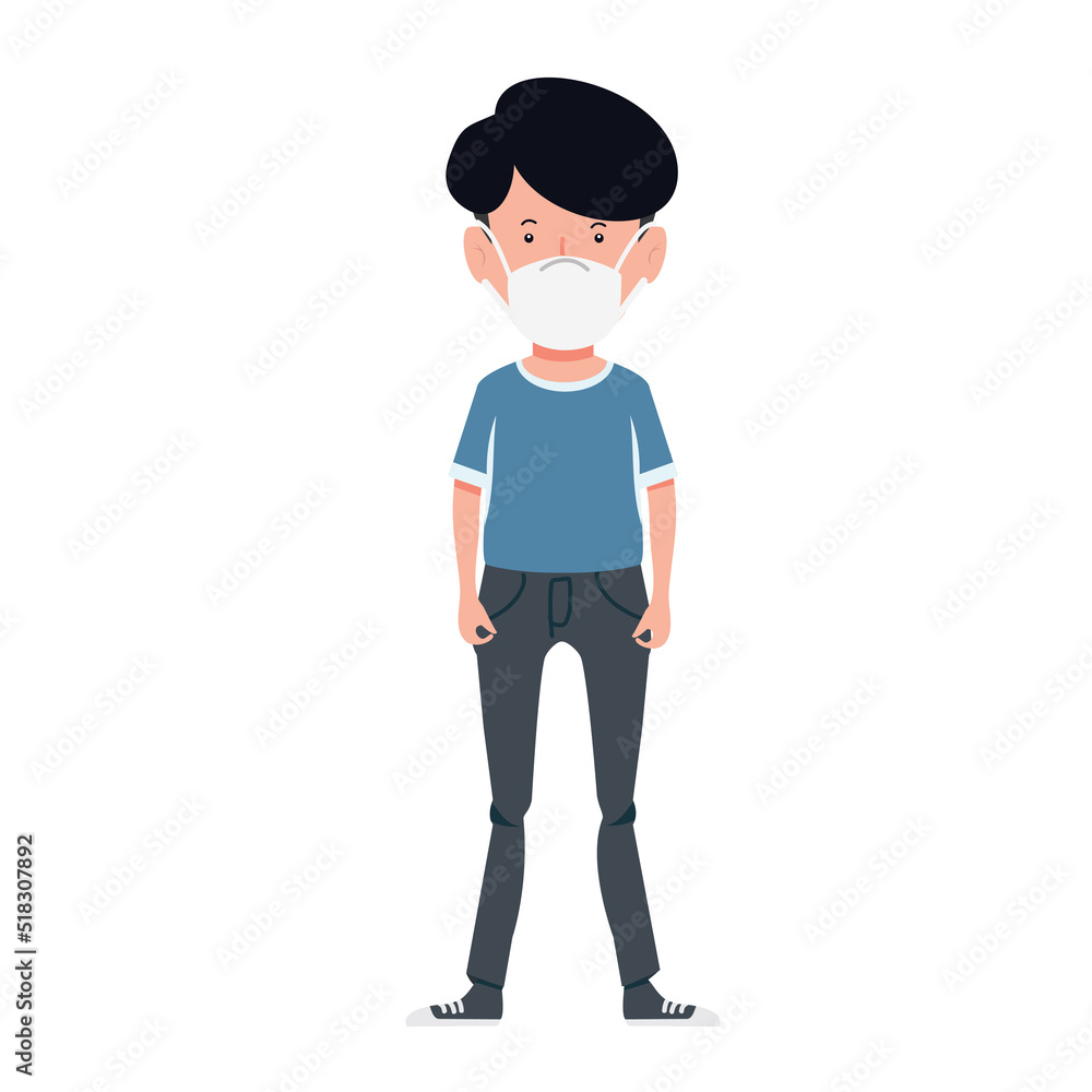 Cute Men Wear Face Mask vector Cute Men Wear Face Mask vector