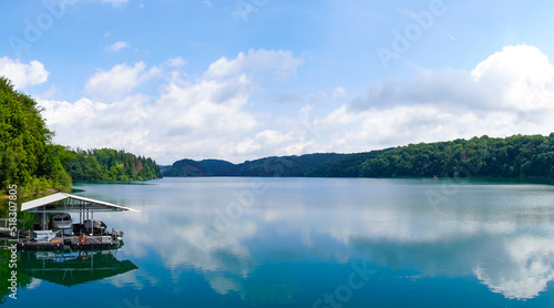 Wahnbachtalsperre near Siegburg. Dam overlooking the lake and the surrounding nature. photo