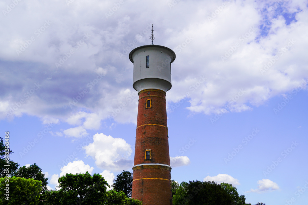 Ladenburg water tower. City landmark on the edge of Carl Benz Park.
