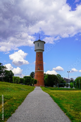 Ladenburg water tower. City landmark on the edge of Carl Benz Park. 