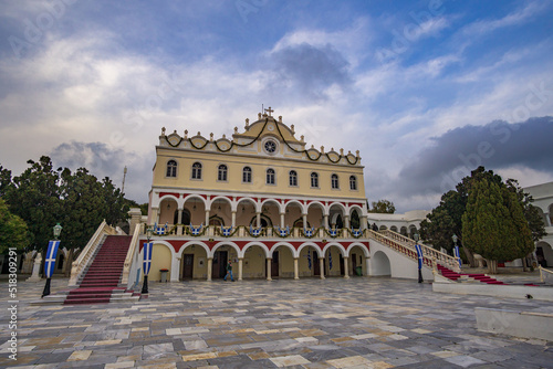 Exterior view of Panagia Megalochari church or Virgin Mary in Tinos island. It is the patron saint of Tinos and considered as the saint protector of Greece photo