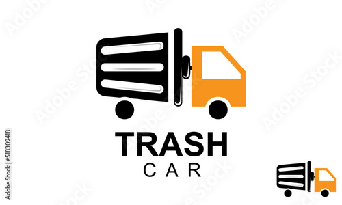 Trash Truck Logo Design Template.
