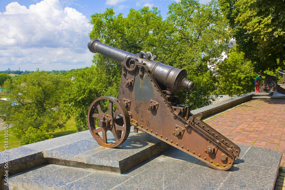 Historical cannons on the hill in Chernigov, Ukraine	
