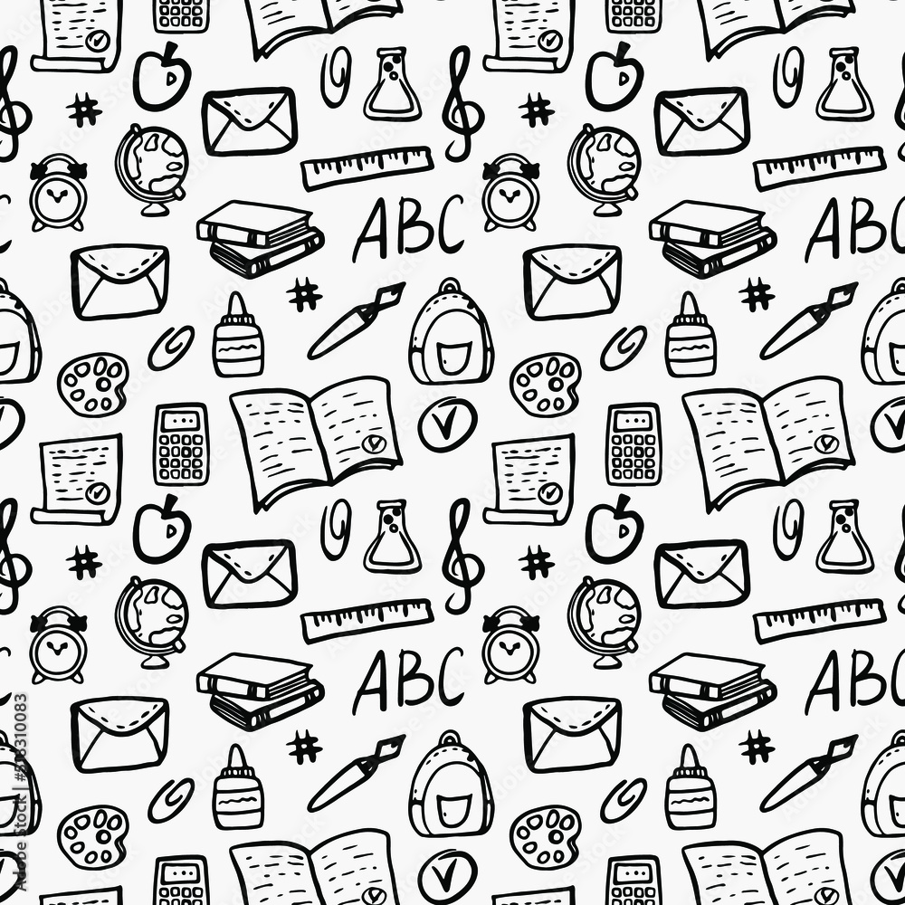 Seamless pattern of elements on the school theme Seamless pattern of elements on the school theme