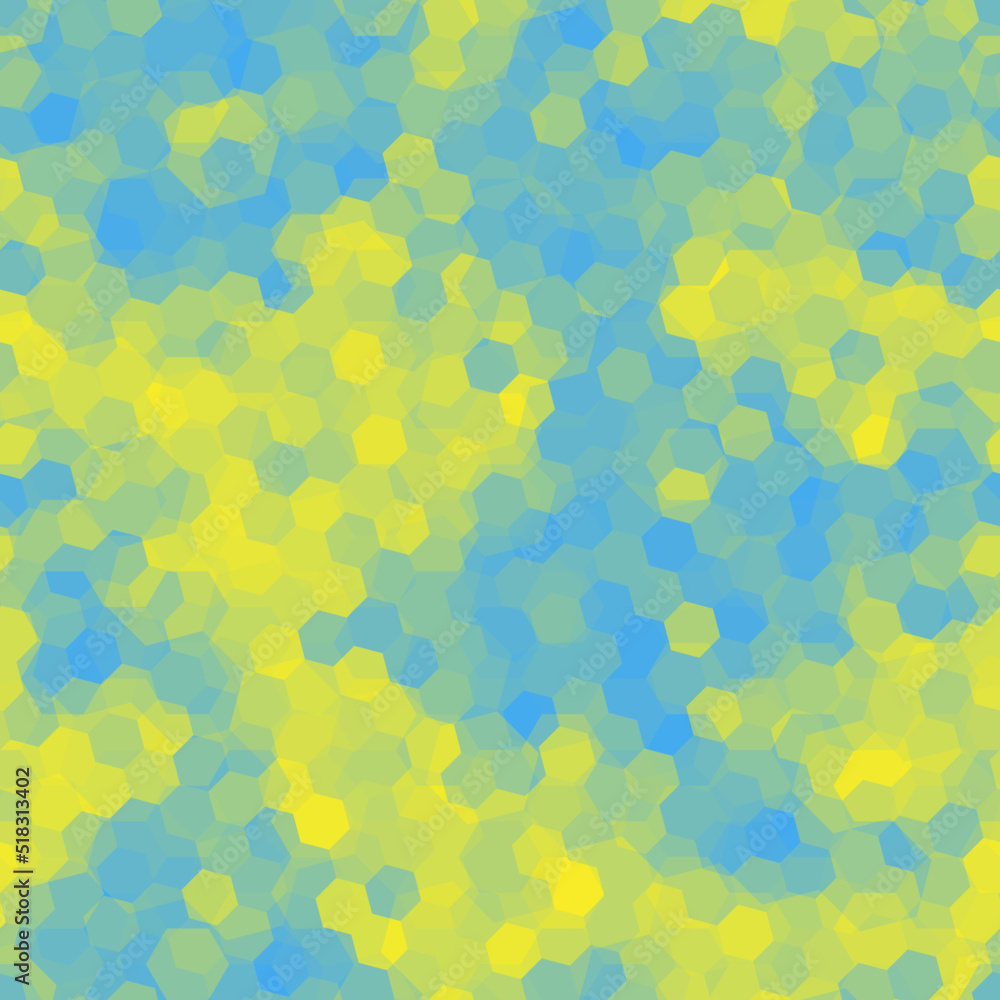 Yellow and Blue Halftone Modern Design Backdrop. Bright Pixel Camouflage