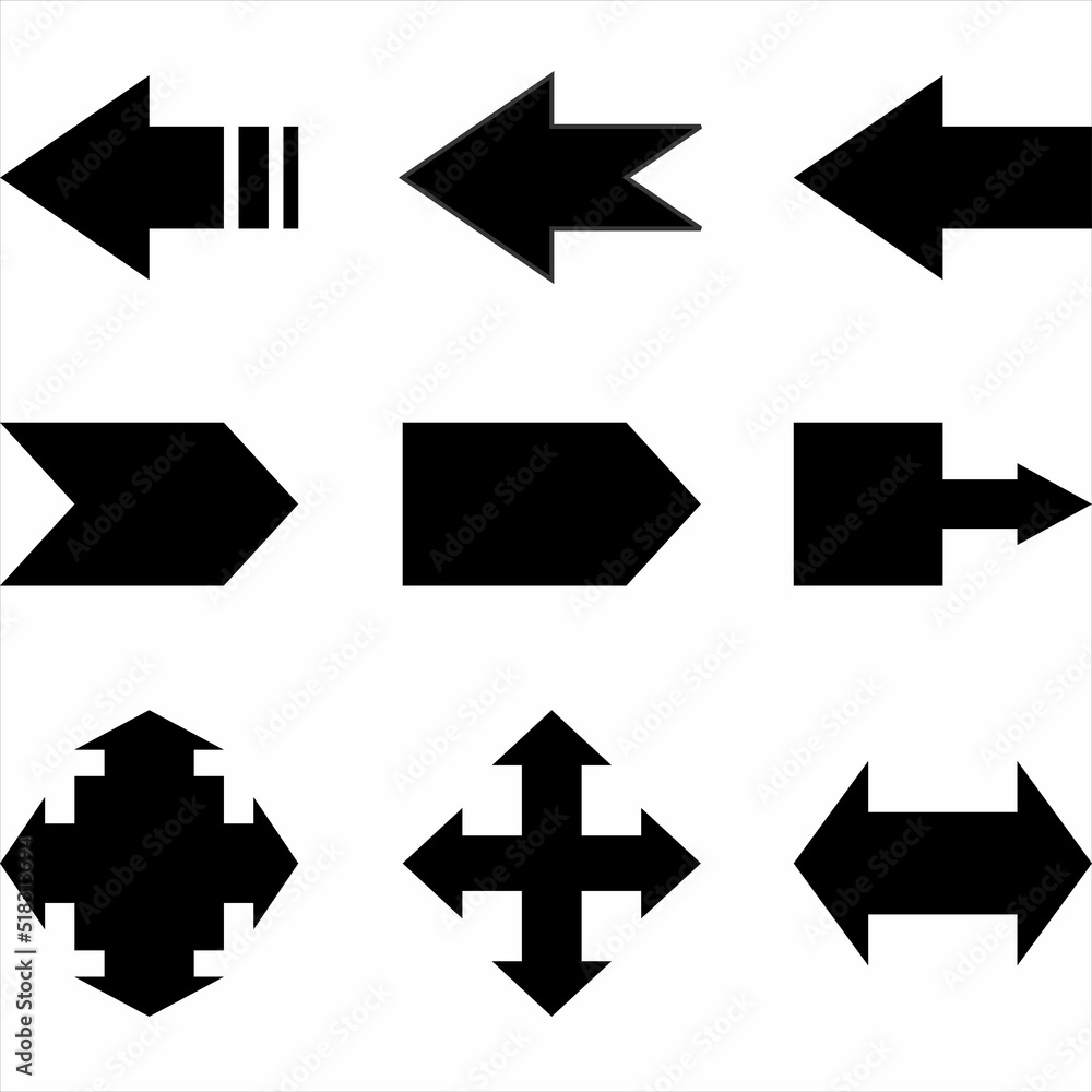 Vector, Image of set of silhouette arrows, black and white color, with transparent background
Vector, Image of set of silhouette arrows, black and white color, with transparent background