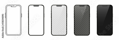 Realistic models smartphone. Mobile phone mockup vector. Perspective mobile phone mockup vector with blank screen isolated on white background. Vector illustration