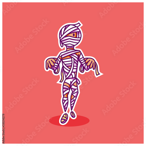 cute mummy halloween character design