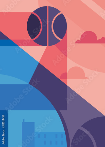 Abstract streetball poster. Sport placard design in flat style.