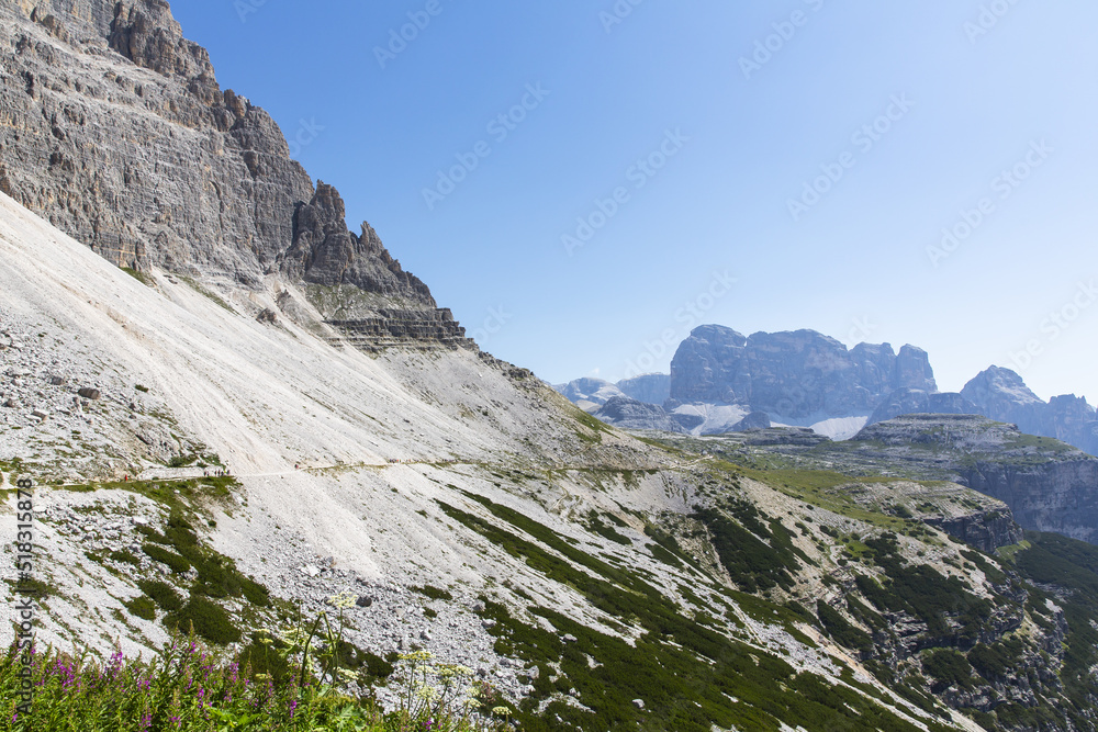 Fototapeta premium The Three Peaks of Lavaredo, symbol of the Dolomites in South Tyrol
