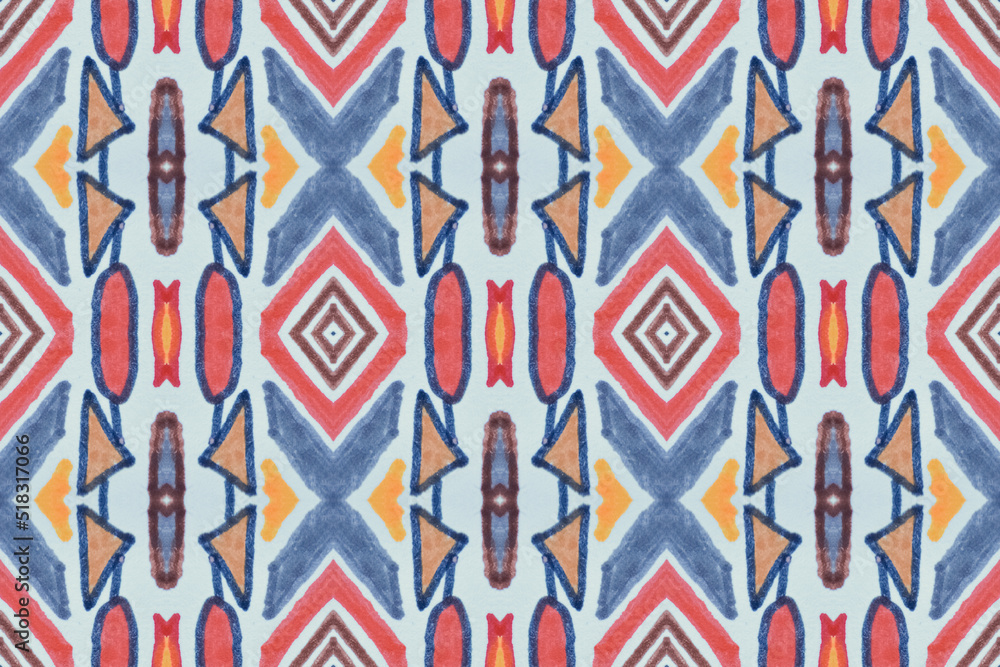 Navajo seamless pattern. Hand drawn ethnic background. - obrazy, fototapety, plakaty 