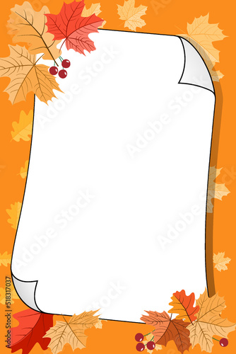 Background of autumn leaves. Autumn leaves design. Banner. Autumn leaf decor. October, September, November season poster. Autumn sale template. Vector illustration.