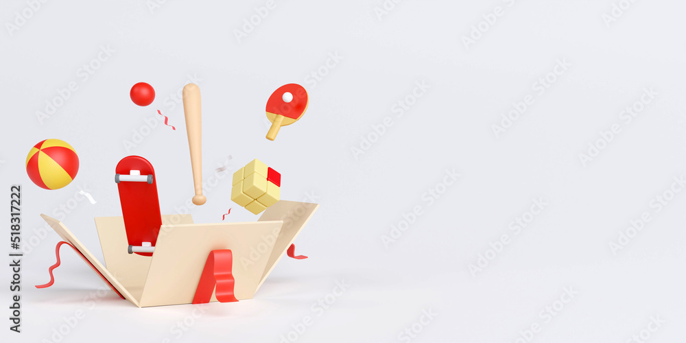 Back to school education background concept school accessories and items. 3D render illustration.
