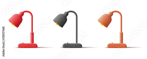 3d desk lamp icon, render illustration set of objects. Vector illustration