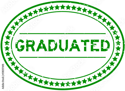 Grunge green graudated word oval rubber seal stamp on white background