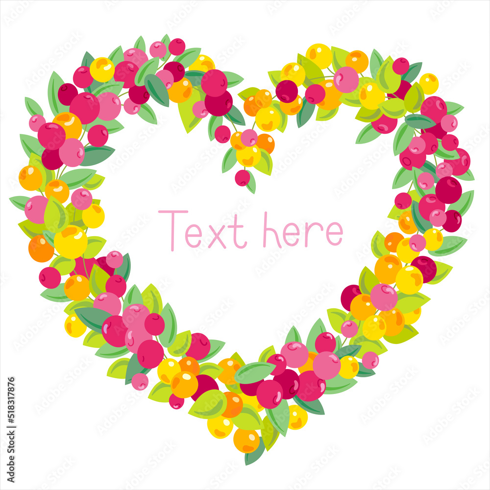 Heart shaped wreath of berries template Heart shaped wreath of berries template