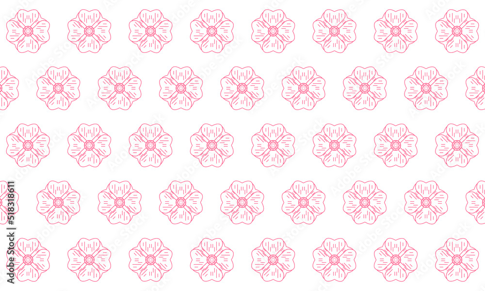 Light pink primrose flowers borders background in vector illustration