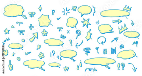 吹き出しと驚きなどのマークのイラスト素材セット