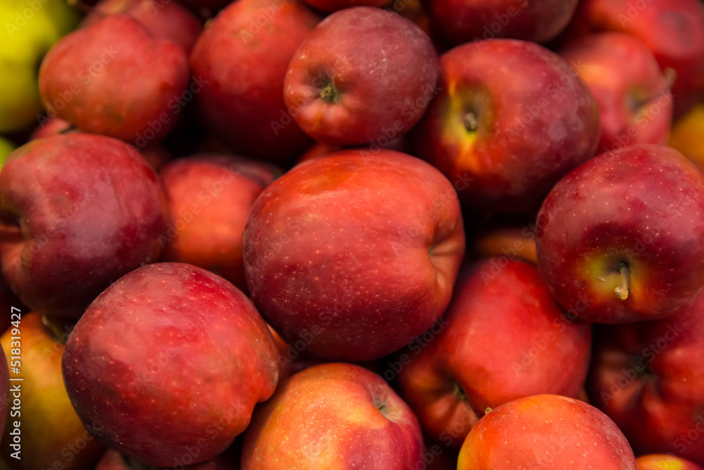 Seasonal fruits at the agricultural market, apples Seasonal fruits at the agricultural market, apples