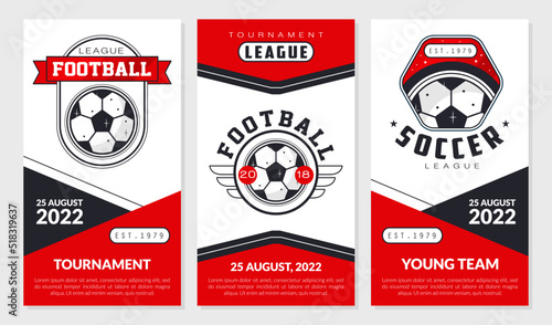 Soccer or Football Team Game Sport Vertical Vector Banner Template