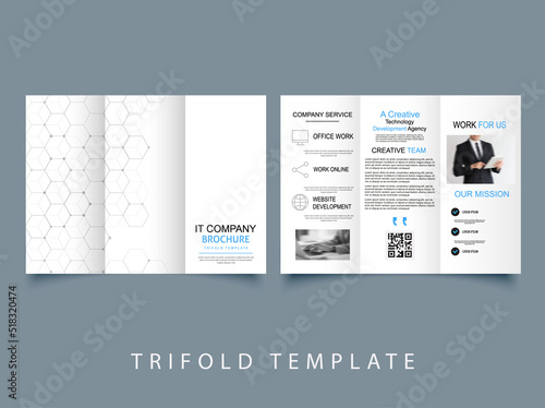 TRI-FOLD IT company brochure. Creative tri fold brochure design. corporate business template