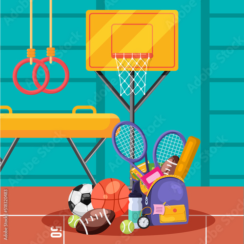 back to school vector illustration. physical education lesson