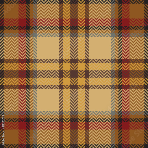 Plaid check pattern in orange and red colors. Seamless fabric texture. Tartan textile print. photo