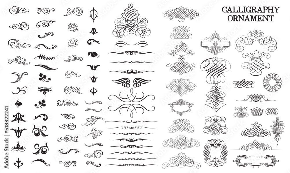 Calligraphy Ornament Set. Decorative Design Element. Vintage Collection