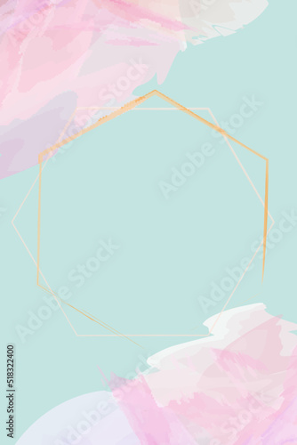 Blush pink watercolor fluid painting vector design card. Dusty rose and golden marble geode frame. Spring wedding invitation. Petal or veil texture. Dye splash style. Minimalism.