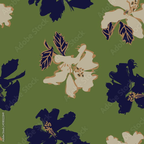 Floral Brush strokes Seamless Pattern Design