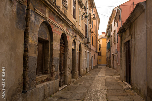 A quiet residential street in the medieval centre of Izola  Slovenia 