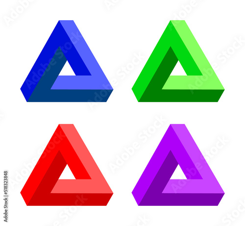 Free Download A set of 4 impossible 3D triangles, isolated on a white background. - GFXLoad